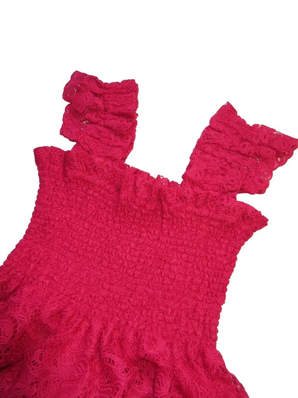 NWT Hill House Ellie Nap in Cerise Red Lace Smocked Midi Dress S - Picture 5 of 8